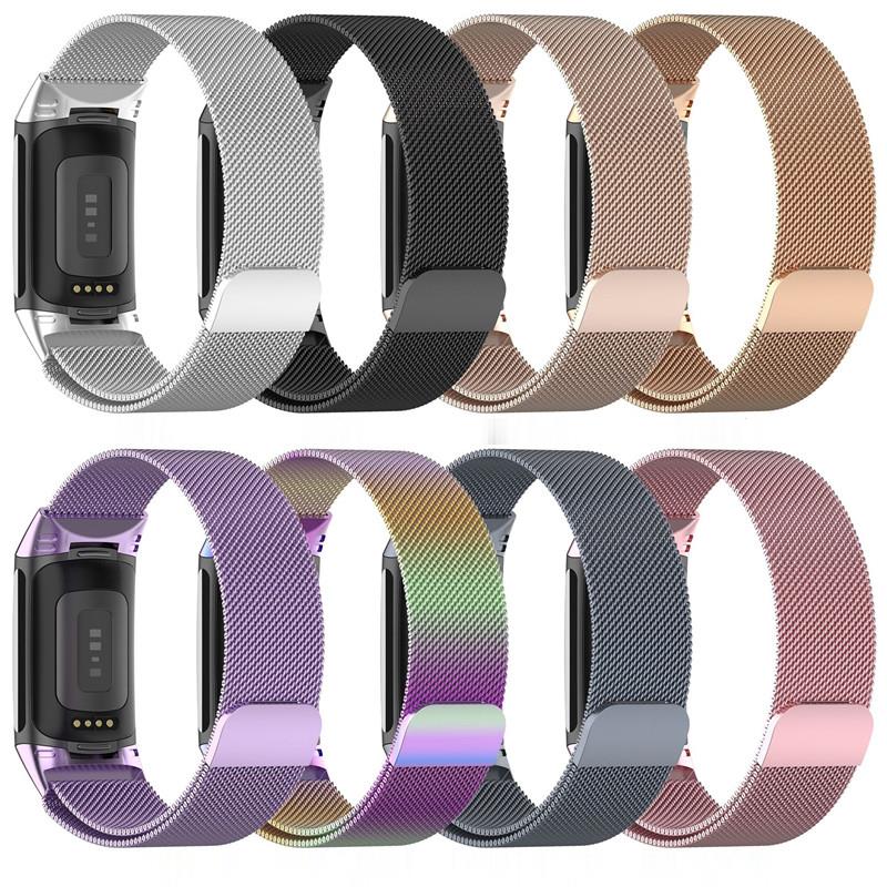 Milanese Loop Magnetic - Metal Band Fitbit şarj için 5